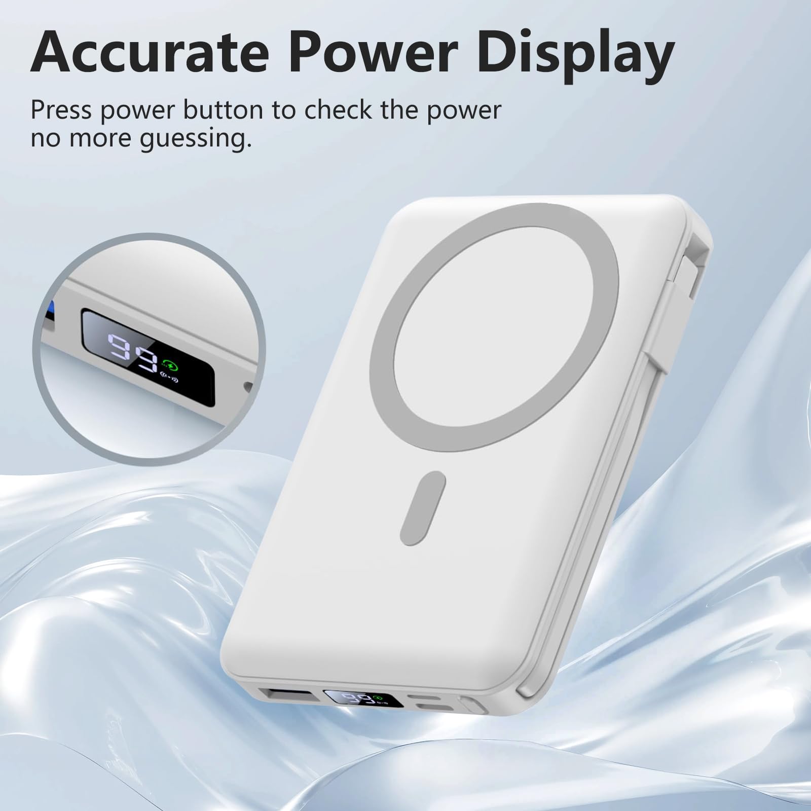 Yiisonger per Magsafe Powerbank 10000mAh, Caricatore Portatile Magnetico Wireless 22,5W, Ricarica Rapida con Display LED e cavo di ricarica USB-C/Lighting per iPhone 16/15/14/13/12 Pro/Pro Max/Plus