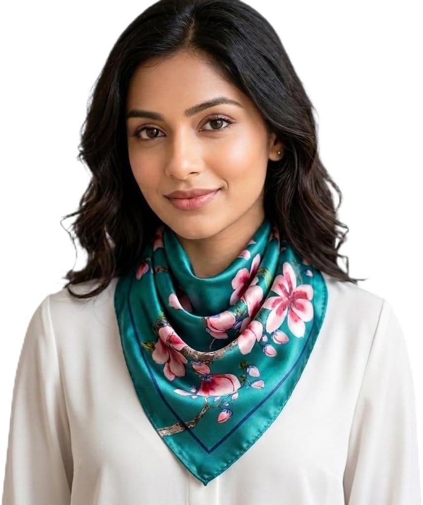 Satin Scarf for Women Stylish 35in Square Pillow Cover Hair Wrap