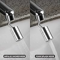 Vista 3 de Grifo universal con filtro de salpicaduras 720 giratorio con 2 modos de salida de agua, todo material de cobre, adecuado para cocina y baño