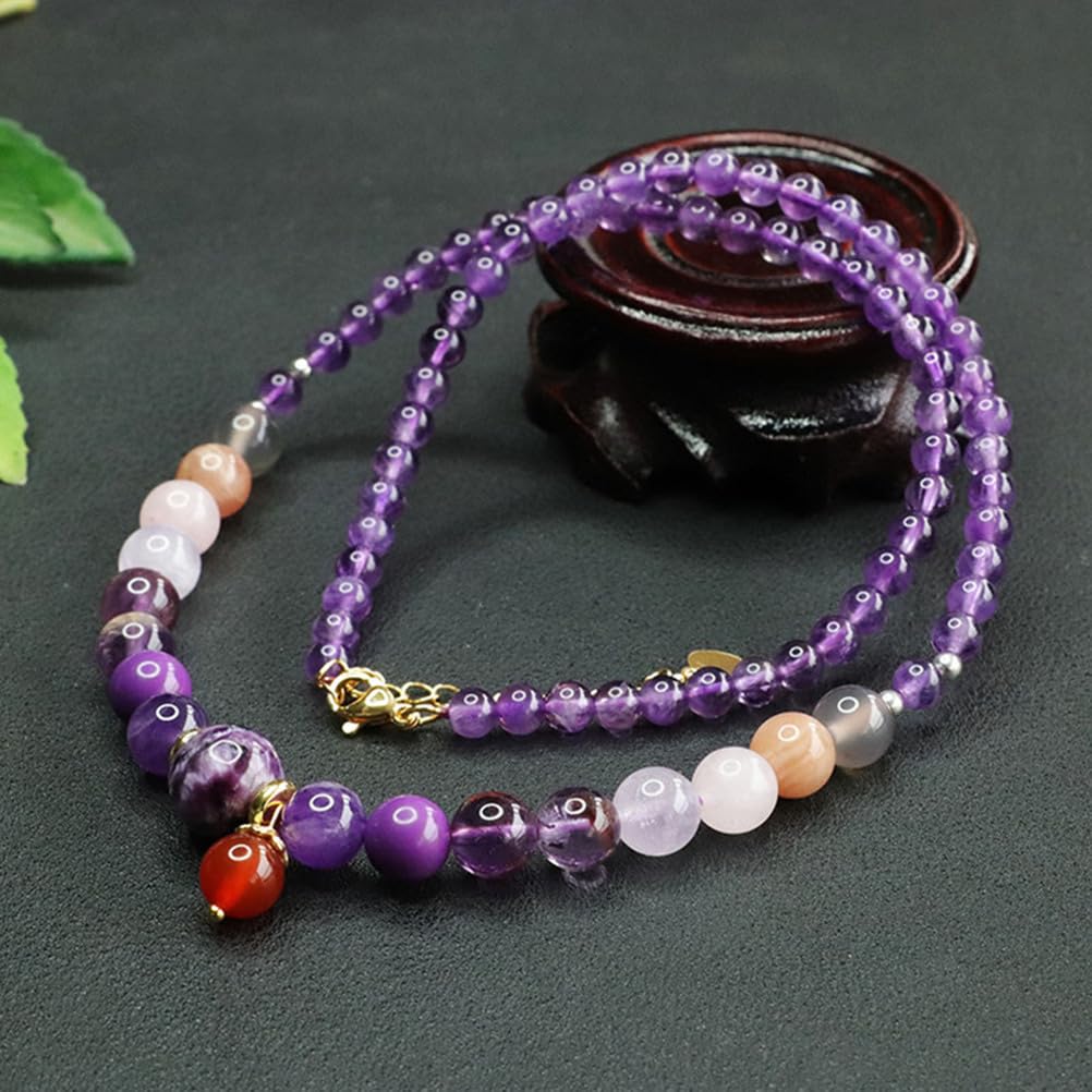 Collar con Colgante de Amatista Natural para Mujer, joyería de Cristal Morado auténtico con Cadena Ajustable, Embalaje Sencillo y Elegante