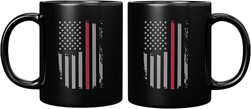 Miniatura 7 de Regalos patrióticos de bomberos con la bandera estadounidense para hombres y mujeres, regalos de primera respuesta para hombres, taza de café de