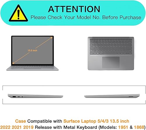 Miniatura 2 de MOSISO Funda compatible con Surface Laptop 543 de 13.5 pulgadas versión 2022 2021 2019 con teclado de metal (modelos 1951 y 1868), funda rígida de