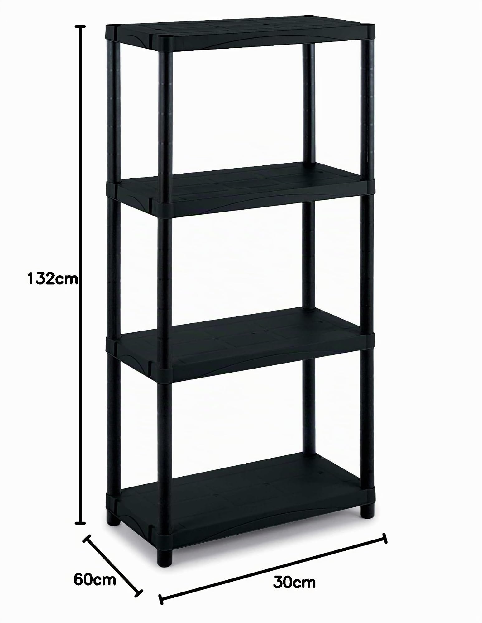 Terry, Regal 3060 S-4, Modulares Regal mit 4 Einlegeböden, geeignet für den Innen- und Außenbereich - 60x30x132 cm