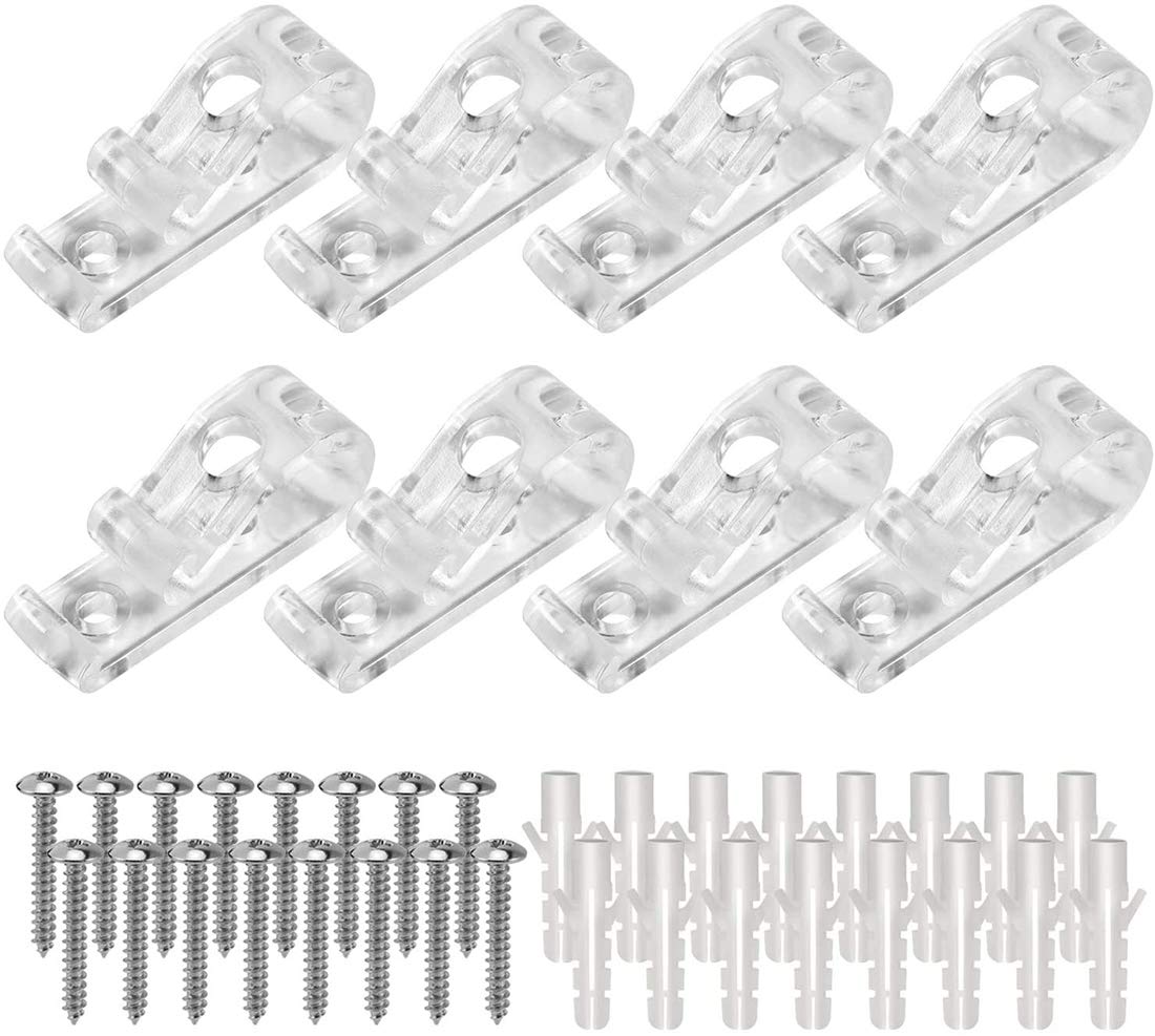 DELFINO Roller Blind P Clip Blind Safety Clips for Cord, Clear Roller Blind Clip with Screws Plastic Pillars for Vertical Roman Roller Blinds Ball Chain Cord Control Blind Safety Clip for Cord Child