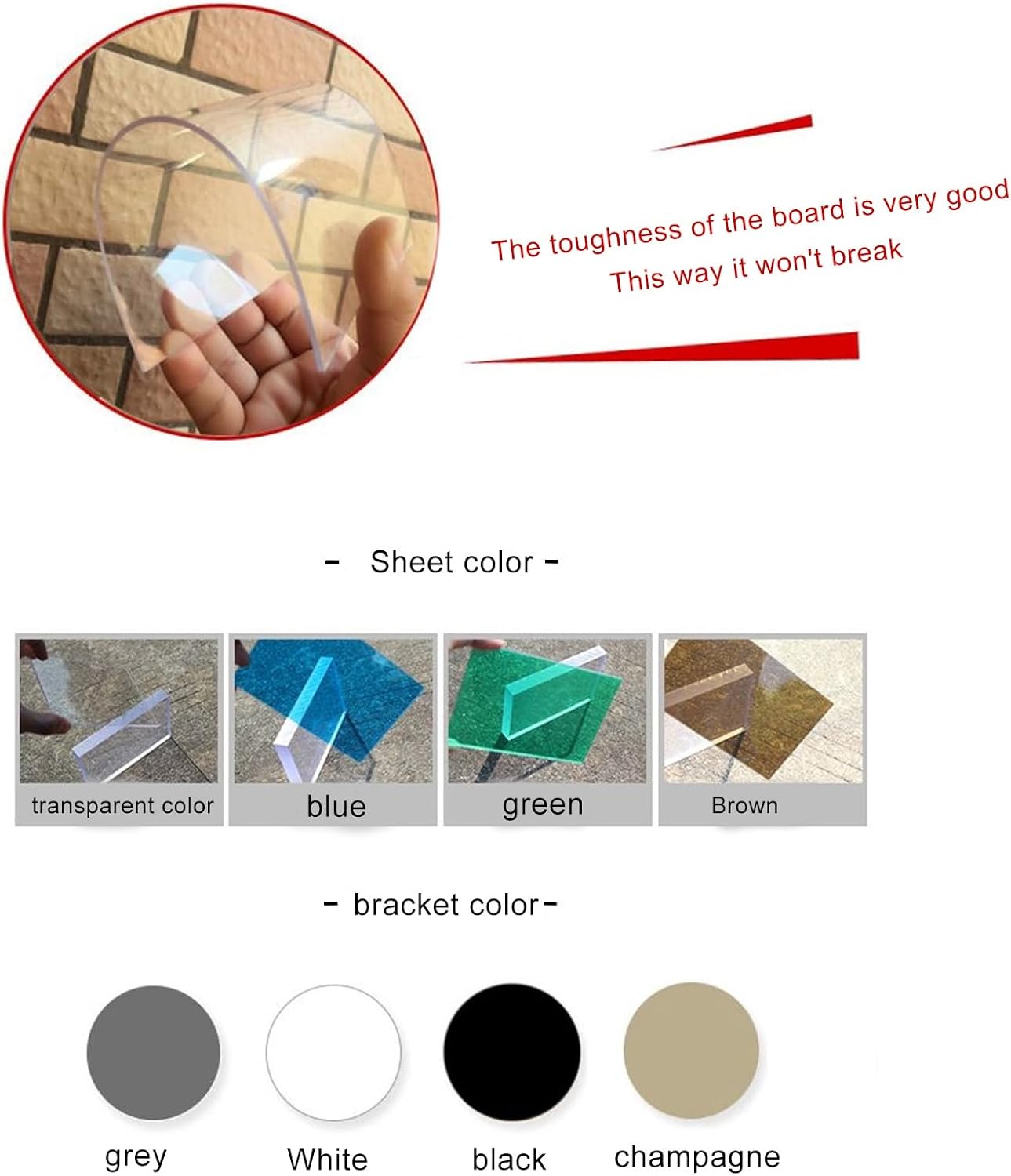Door Canopy Outdoor, Window Awning,Front Door Canopy Polycarbonate,Protection Hollow Sheet,awning for Patio,waterproof Sun Shade for UV, Rain, Snow and Sunlight Protection(Brown,60x100cm/23.6x3