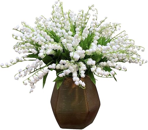 Calcifer 12 piezas de flores artificiales de lirio del valle, campanilla de viento, orquídea, boda, celebración de flores, ramo de flores, hogar,