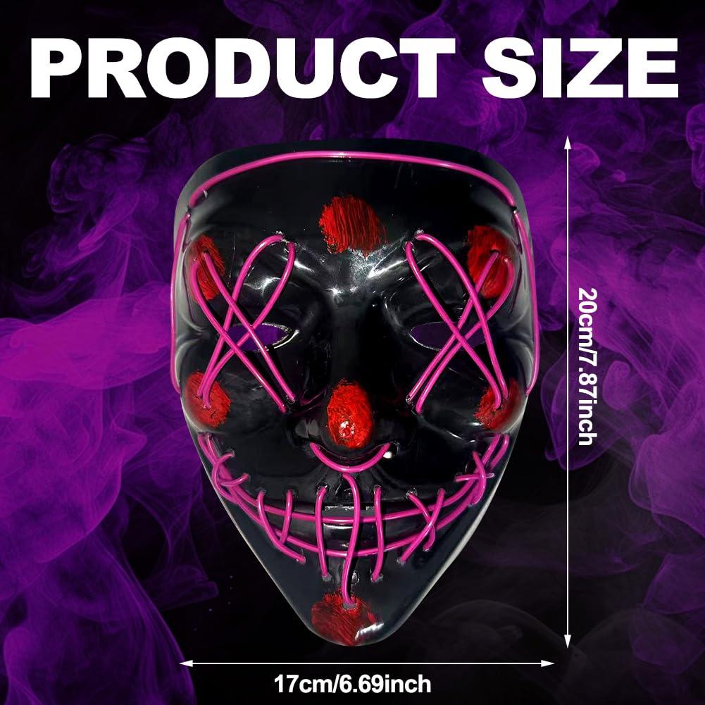 Halloween Masks, Light Up Mask, Horror LED Mask, Scary Masks with 3 Lighting Modes - Image 2