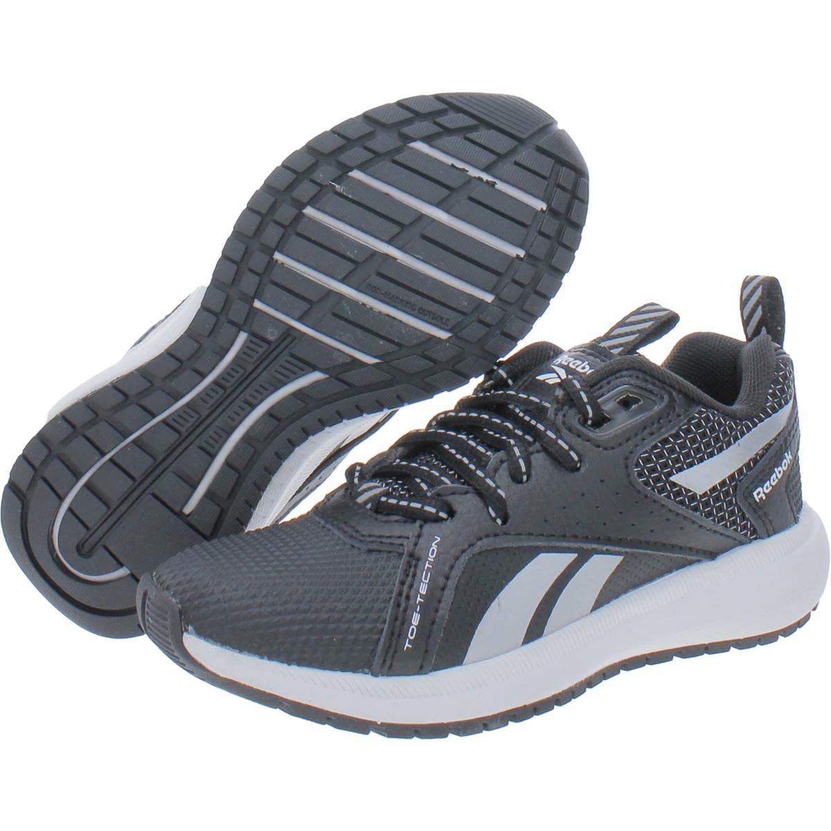 Reebok Boy's Durable XT Running Shoe, Black/Silver Metallic/White, 13 Little Kid