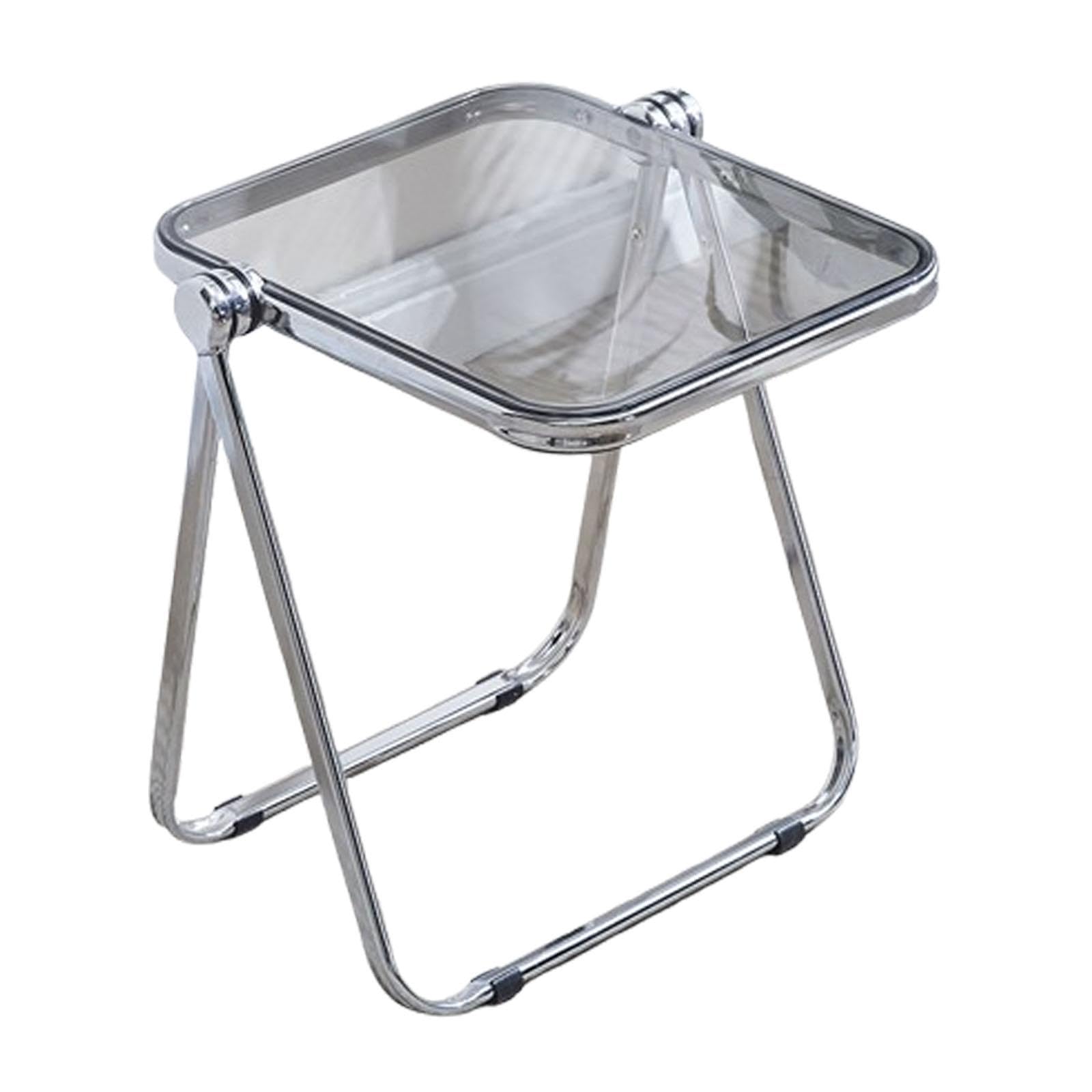 TV Dinner Tray on Bed Sofa Stable Metal Frame Serving Foldable TV Tray Table Clear-image-32