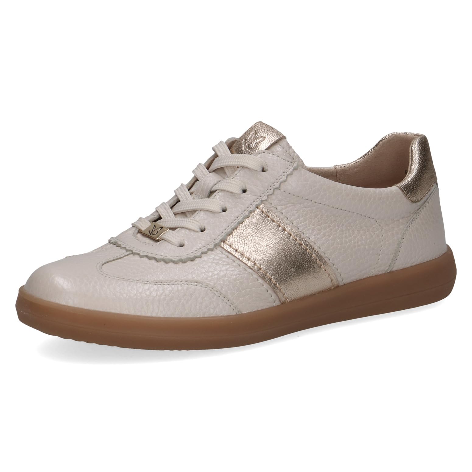 CAPRICE Women's Leather Sneakers, White (Pearl Deer COM), 6 UK
