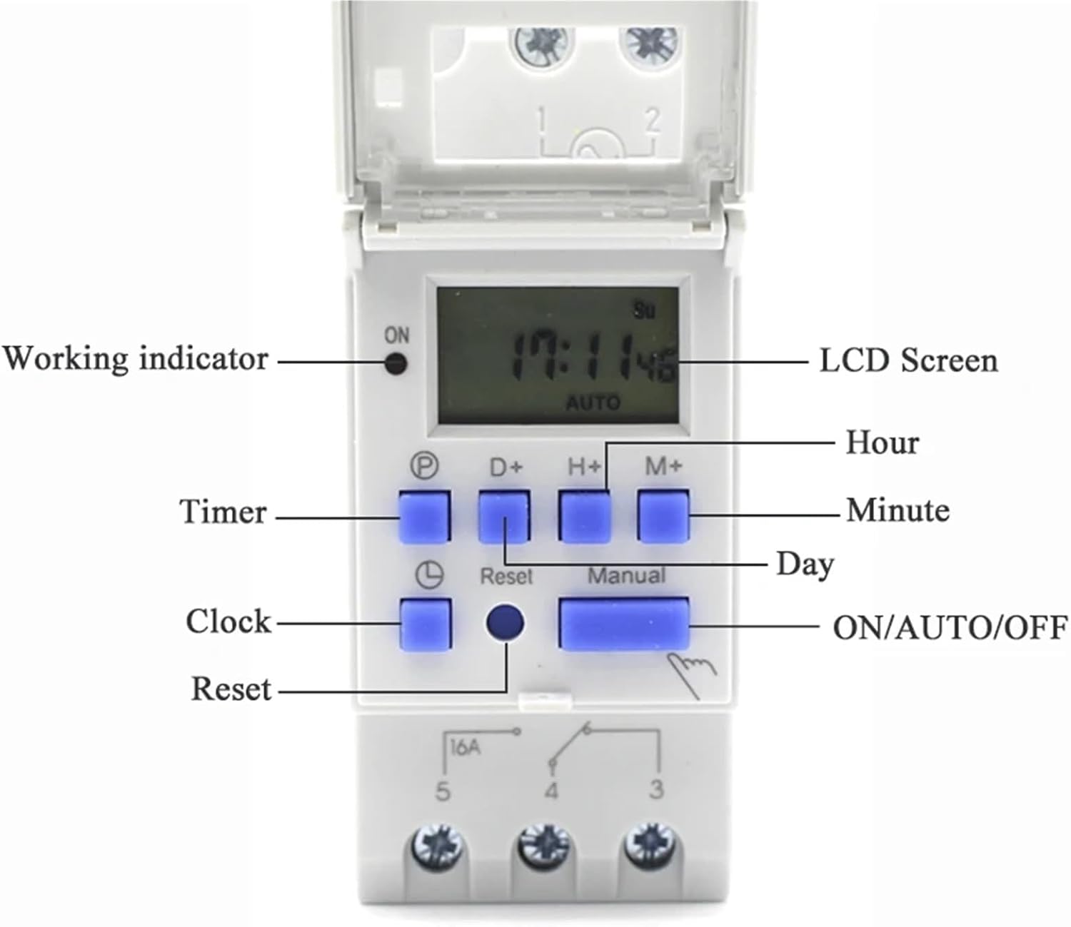 Electronic Weekly Programmable Digital Relay Timer Switch Control AC 220V 230V 12V 24V 48V 16A(16A 12V)