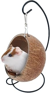 coco para hamster,Suspensão Esconderijo Hamster Casca Coco | casca coco animal pequeno com almofada quente, decoração gaiola para ratos gerbils