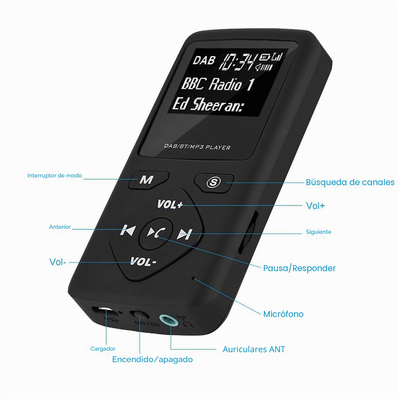 Vikye Radio Portátil, Dab/Dab+ Receptor de Radio Digital de Bolsillo Radio FM Pantalla LCD Radio Reproductor de MP3 Bluetooth, con Auricular