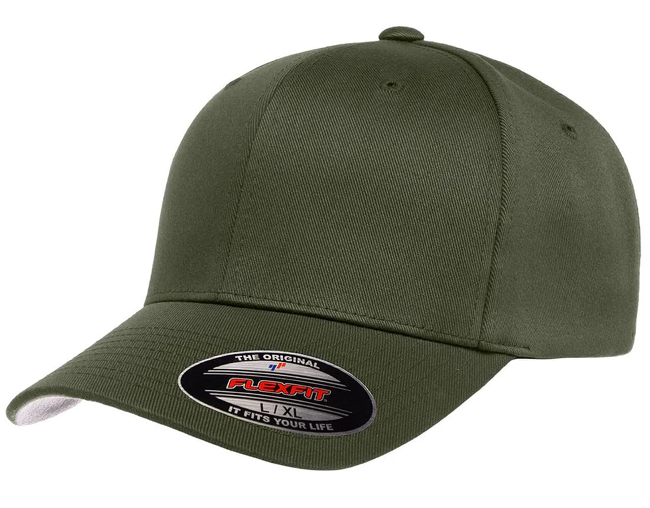 Joe's USA Flexfit 6277 - Men's 6 Panel Cotton Blend Premium Baseball Fitted Cap 34 Colors - L/XL - 1 Pack - Olive
