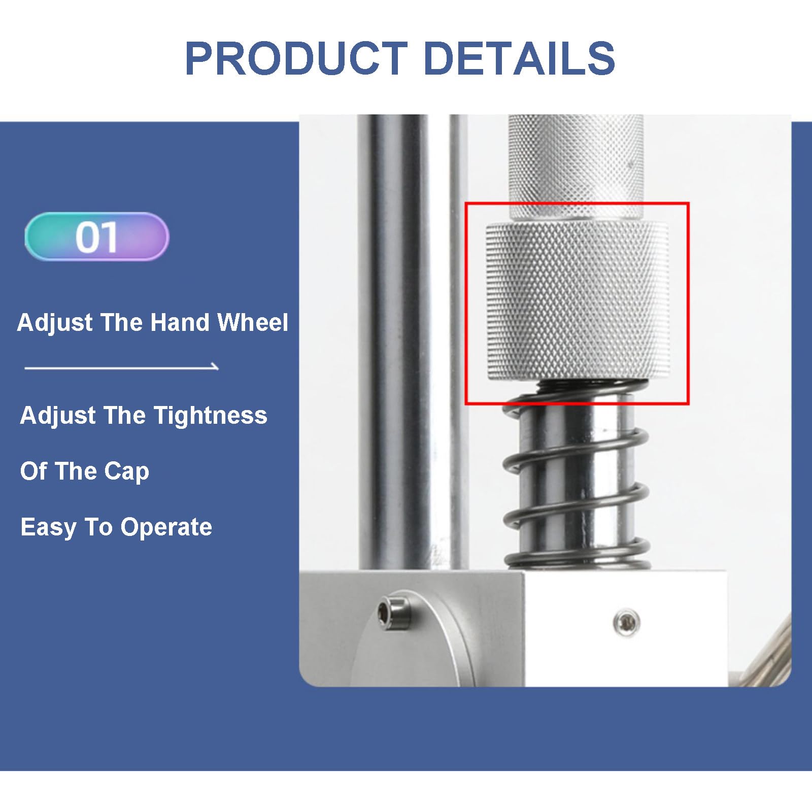 Máquina de sellado manual de viales, herramienta de crimpado de altura ajustable para un sellado eficiente de tapas de botellas en laboratorios y farmacias