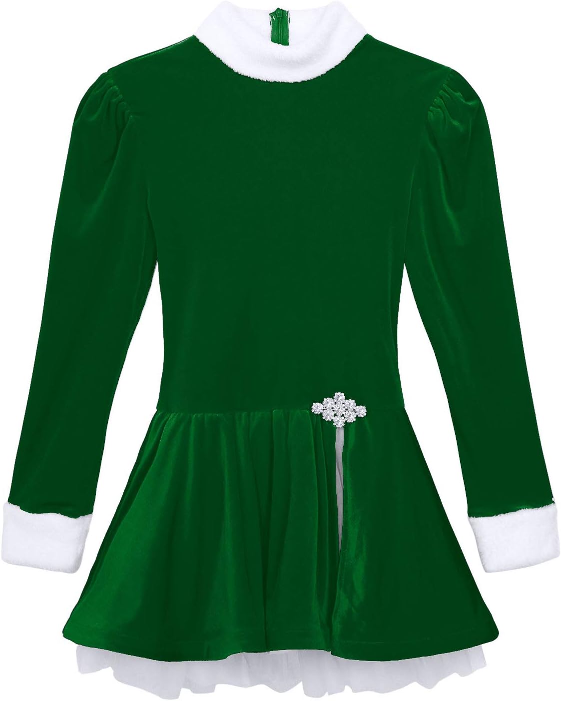 renvena Women Girls Figure Ice Skating Velvet Christmas Holiday Costume Dance Leotard Dress