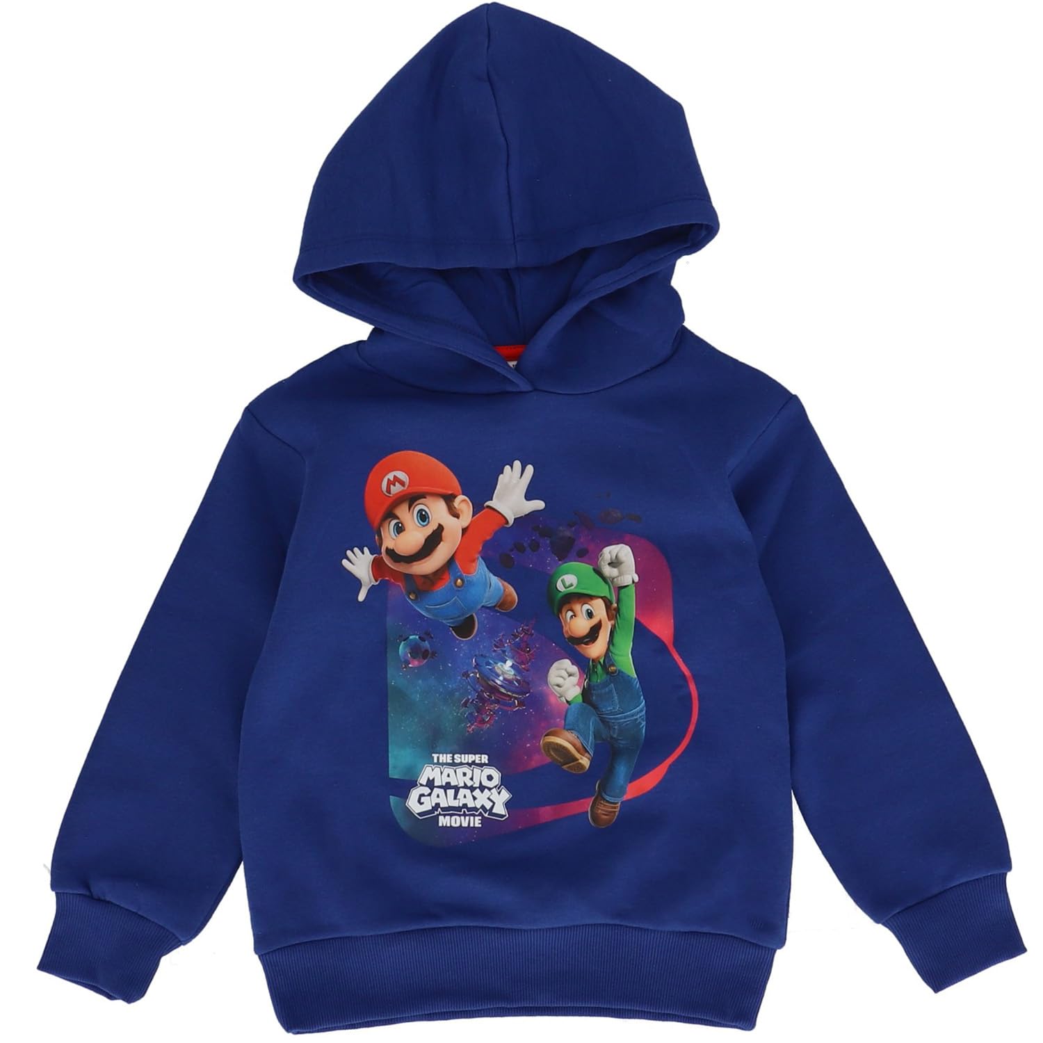 SAHINLER créateur d'univers Super Mario - Sweat à Capuche Enfant Super Mario Galaxy - Polycoton - Style Sportswear Décontracté - Molleton Doux 240 GSM - Bleu Royal