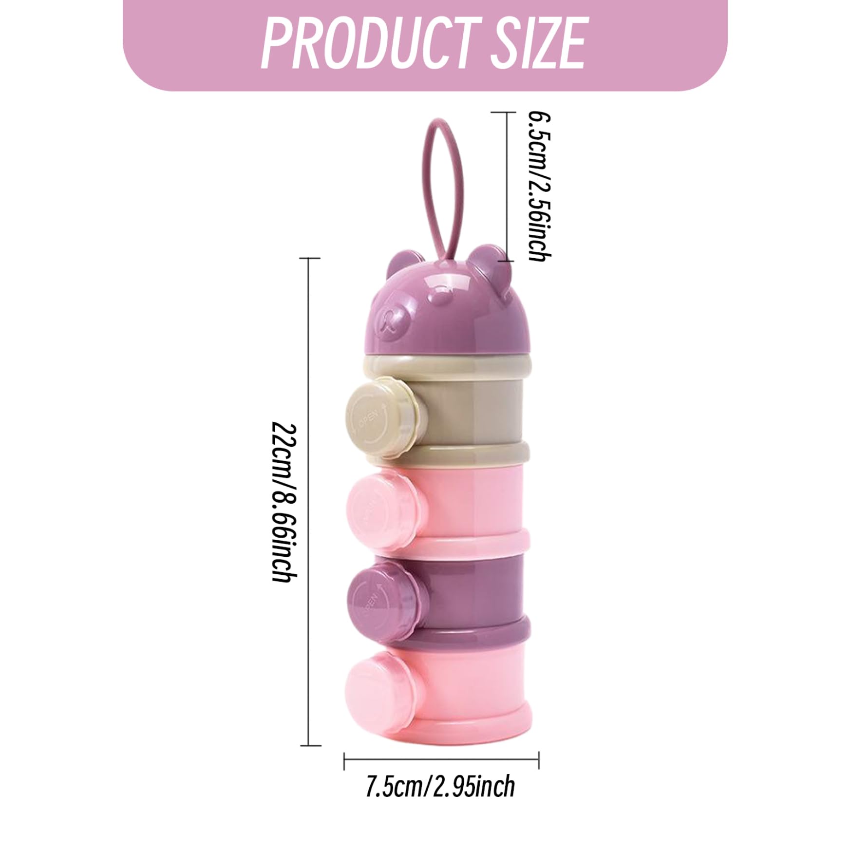 Dispensador de polvo para bebés, contenedor de fórmula para bebés apilable 3x9 con 4 compartimentos, dispensador de leche de bebé de uso múltiple práctico para almacenar bocadillos, leche en polvo, m