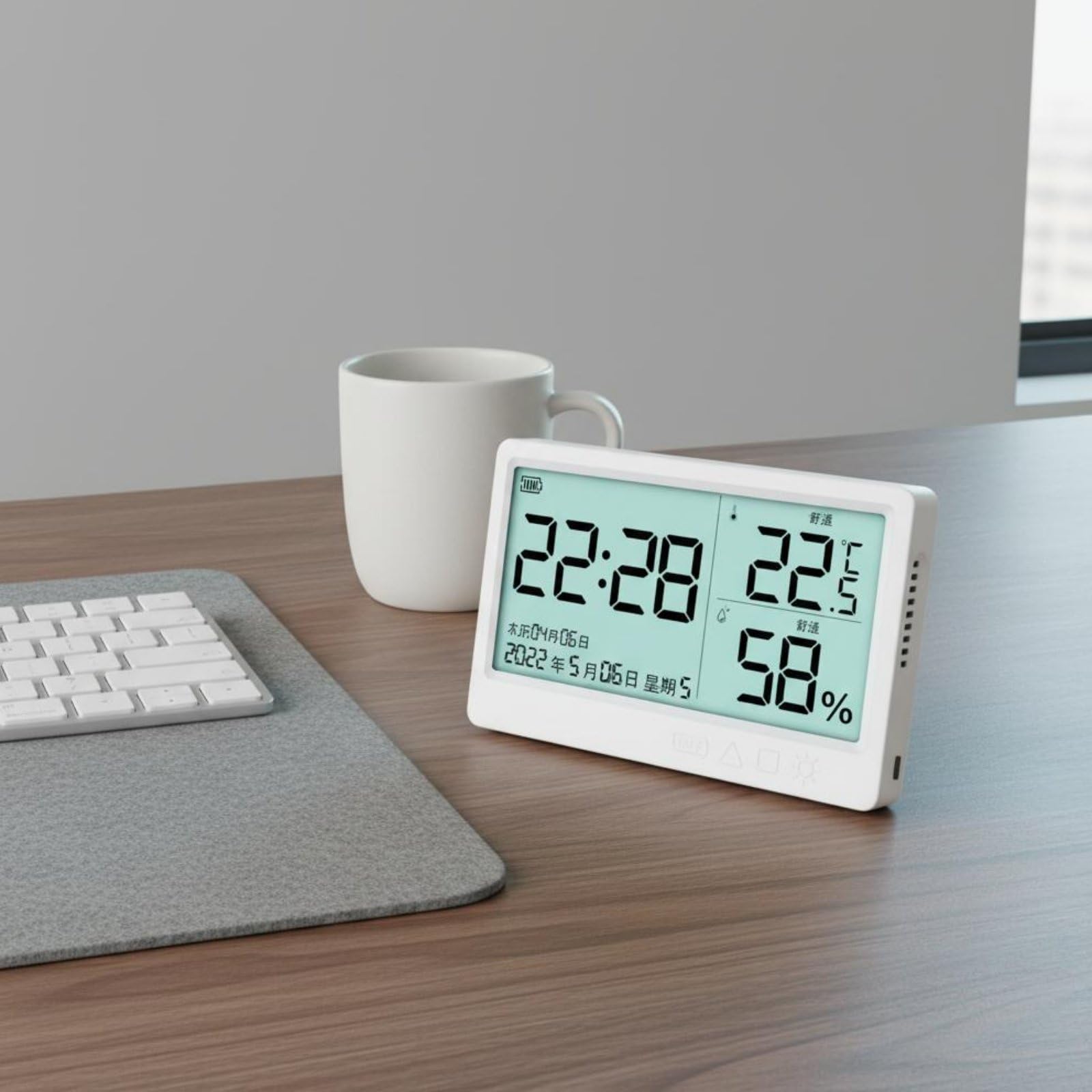 Thermomètre Numérique Hygromètre Horloge Calendrier Données Instantanées Rétroéclairage en Indicateur Humide Convient à Salon Chambre Bureau, color to 2
