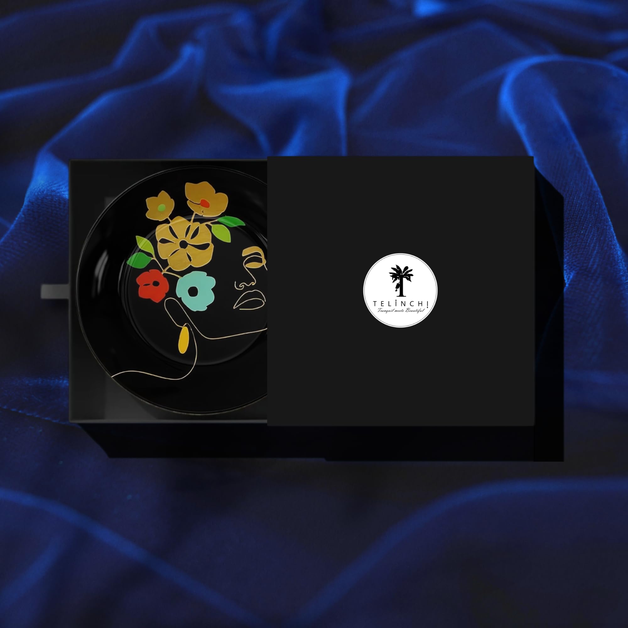 - Telinchi Minimal Abstract Woman Face Ceramic Art Plate, Digital Printed Black Decorative Plate for Home Décor, Living Room, Bedroom & Office