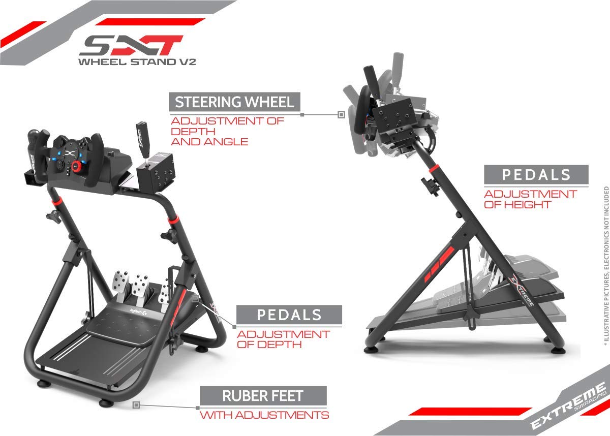Popular Extreme Sim Racing Wheel Stand Cockpit SXT V2 Racing Simulator - Racing Wheel Stand Black Edition For Logitech G25, G27, G29, G920, Thrustmaster And Fanatec - Heavy Dutty and Foldable