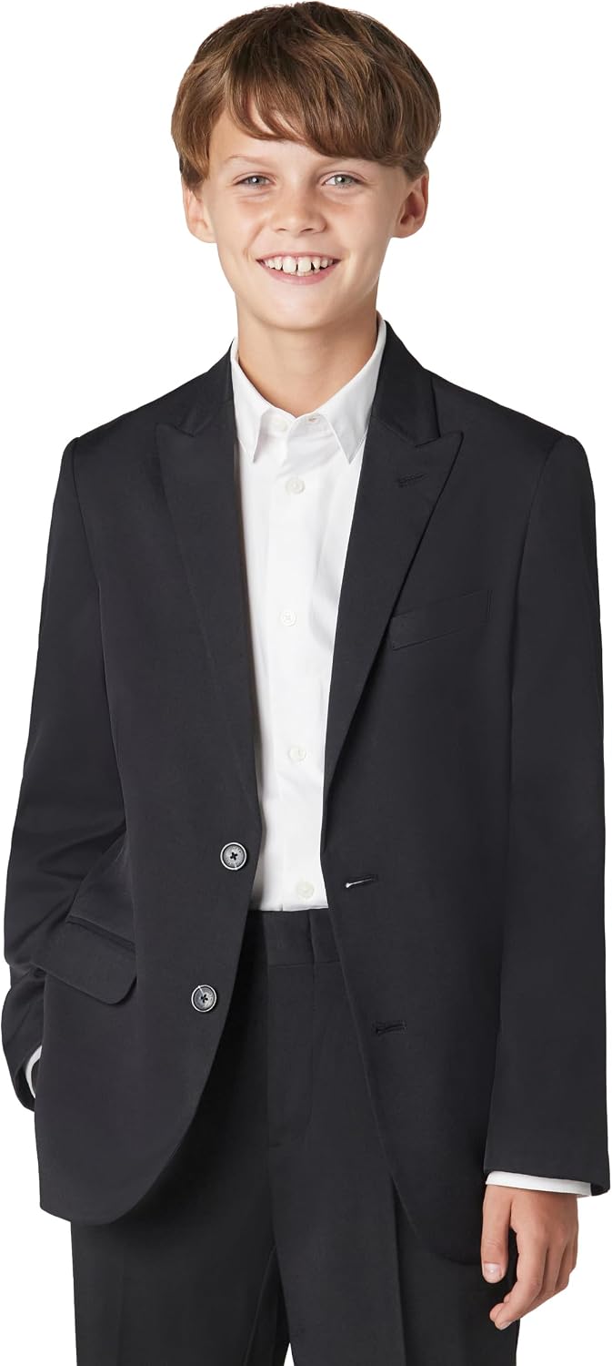 Calvin Klein Boys' 2-piece Formal Suit Set, Single Breasted Jacket & Straight Leg Dress Pants