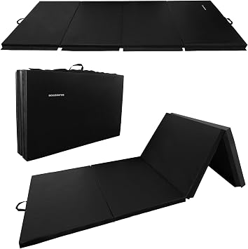Fitvids Folding Exercise Gymnastics Mat 4x8x2" Gym Workout Mat with Carrying Handles High-Density Portable Fitness Aerobics Mats for Home Gym Yoga Pilates Tumbling MMA Core Training, Multiple Colors