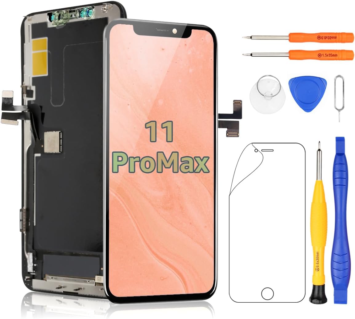 Yodoit for iPhone 11 Pro Max LCD Screen Replacement Black 6.5 Inch Display Touch Digitizer Glass with Repair Tool Kit, Protective Film