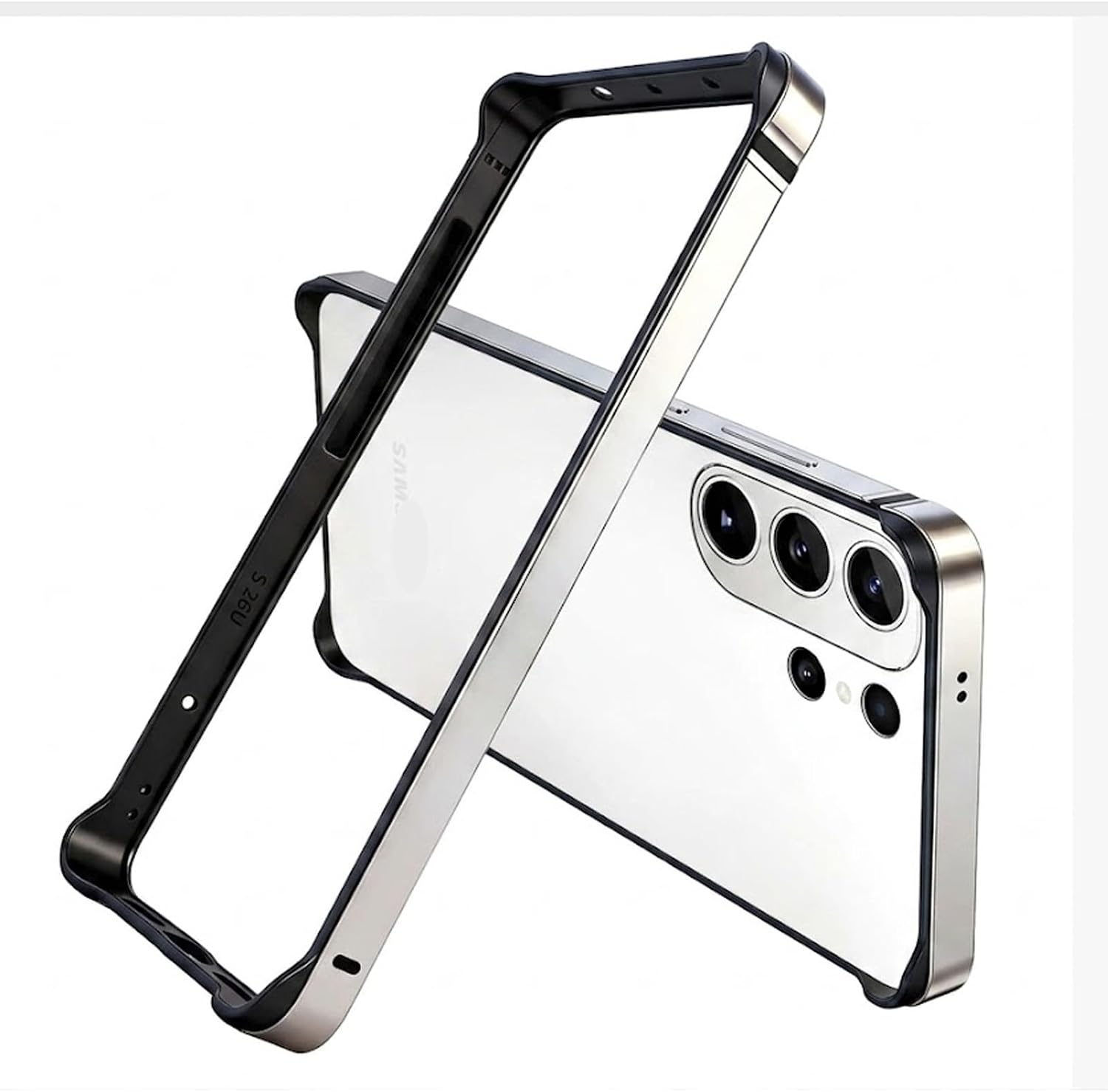New Aluminum Frame Metal Bumper Frame Slim Hard Cover for Samsung Galaxy S26 Ultra Case, Metal Frame with Soft Inner Bumper, Raised Edge Protection (Black, for Samsung Galaxy S26 Ultra)