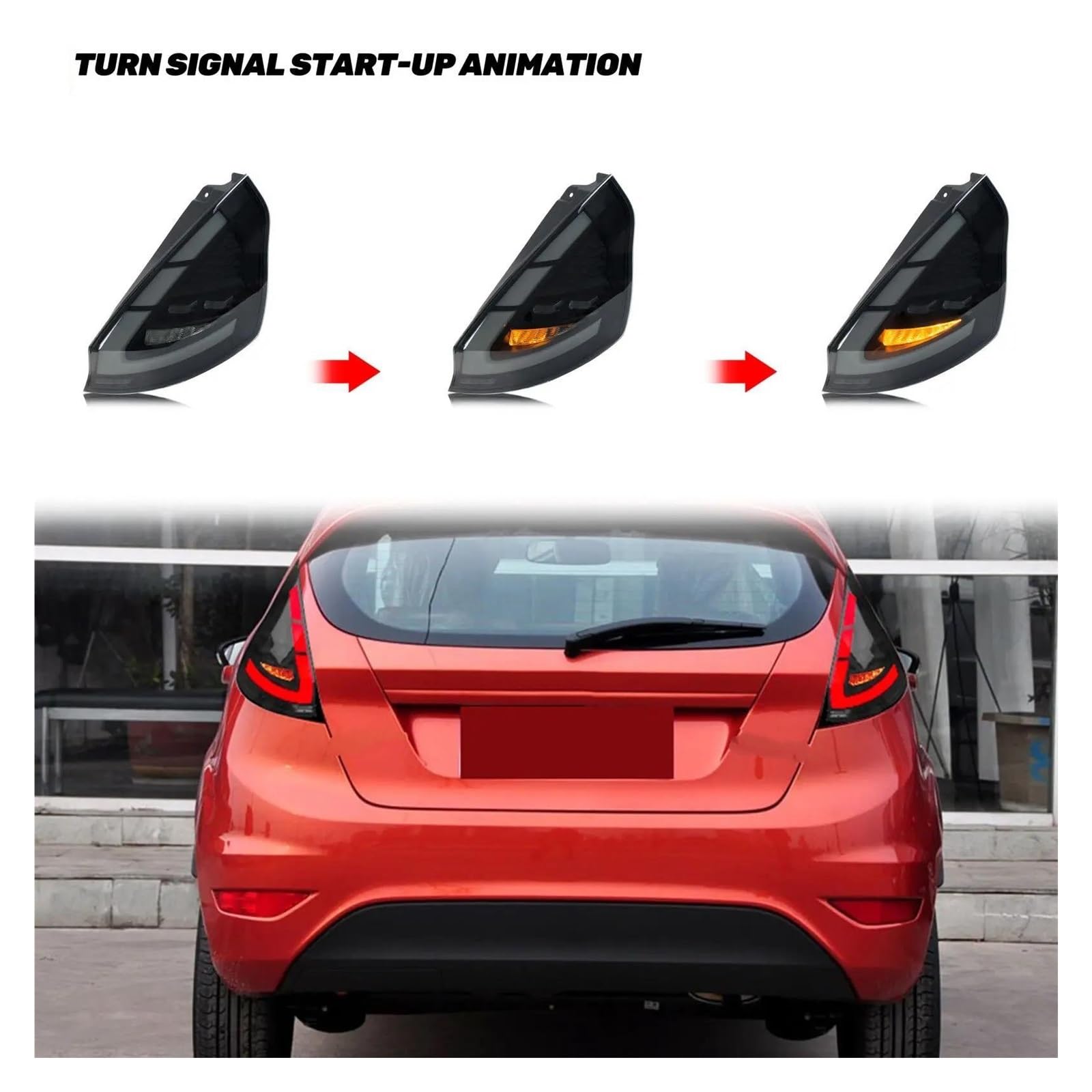 Luce Posteriore Auto per Ford per Fiesta MK7 MK7.5 2009-2020 Animazione di Avvio Indicatore di Direzione Sequenziale Gruppo Luci Posteriori Faro Posteriore