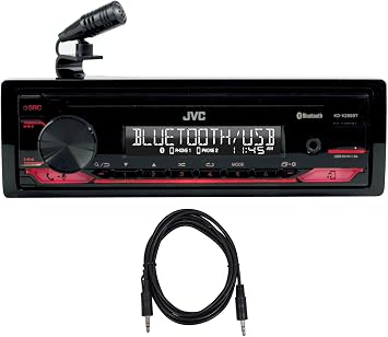 Audiosavings Bundle1 JVC KD-X280BT 1-Din Car Stereo Digital Media Receiver w/Bluetooth/USB/13-Band EQ Bundle with 1 Rockville TS1224 6 Foot 3.5MM to 3.5MM Aux Cable Items 2