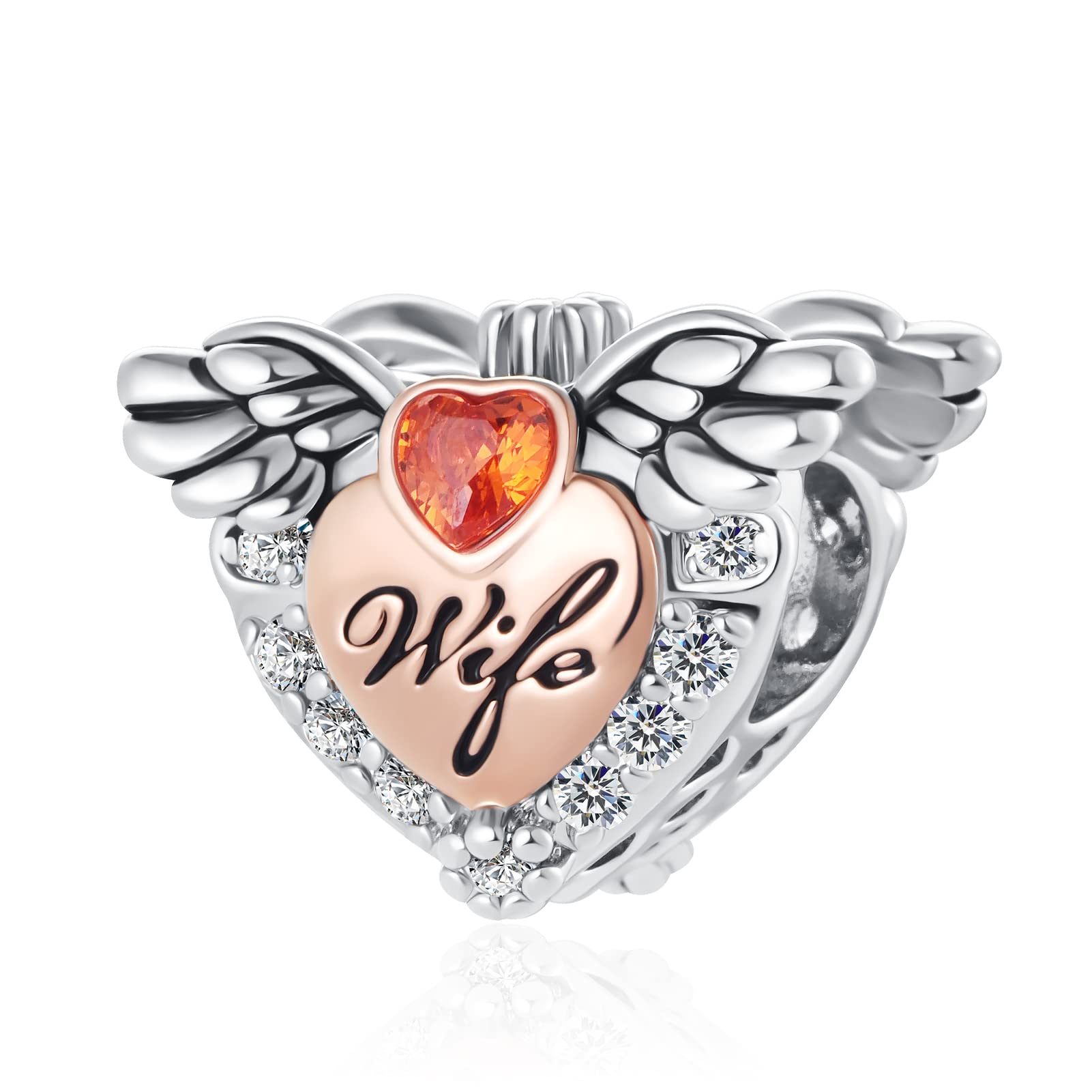 YQSLINAlways and Forever Charm Love You and Me Wife Heart Crystal Bead fit Charms Necklace Bracelet, Crystal, base