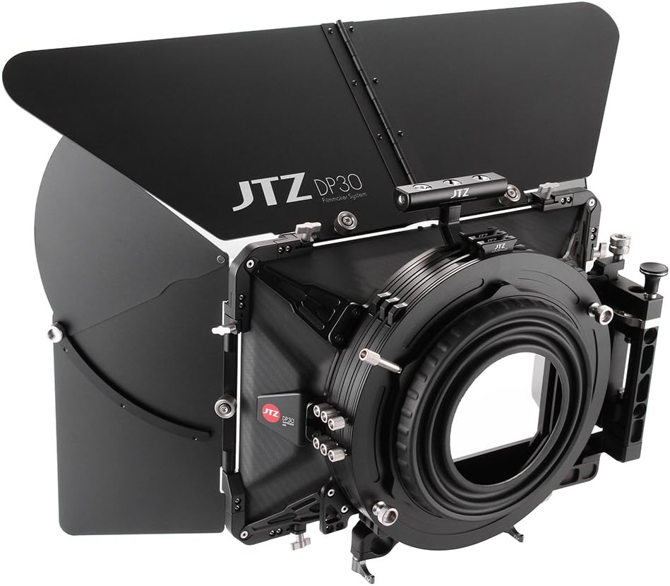 DP30 Cine Carbon Fibre 5.65x5.65 Matte Box avec rail de tige de 15 mm19 mm et poign&eacute;e sup&eacute;rieure pour Sony FS5 FS7 ARRI RED Canon C100 C200 C300 BMD Blackmagic BMPCC BMCC Pocket Cinema Panasonic GH4 GH5 Cam&eacute;ra