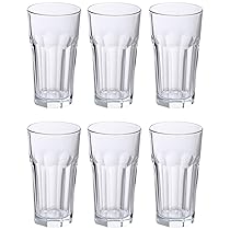 Solimo Tunic Highball Glass, 280 ml, Set of 6, Transparent