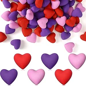 120 Pieces Valentine Erasers Red Heart Erasers Valentines Day Erasers for Kids Mini Heart Shaped Erasers Holiday Erasers for Valentine's Day Party Favors School Classroom Student, Red, Pink, Purple