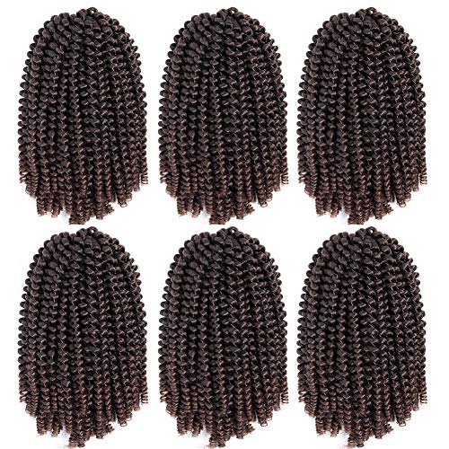 6 Pack Spring Twist Ombre Colors Crochet Braids Synthetic Braiding Hair Extensions Low Temperature Fiber(8" 6Pieces, T33)