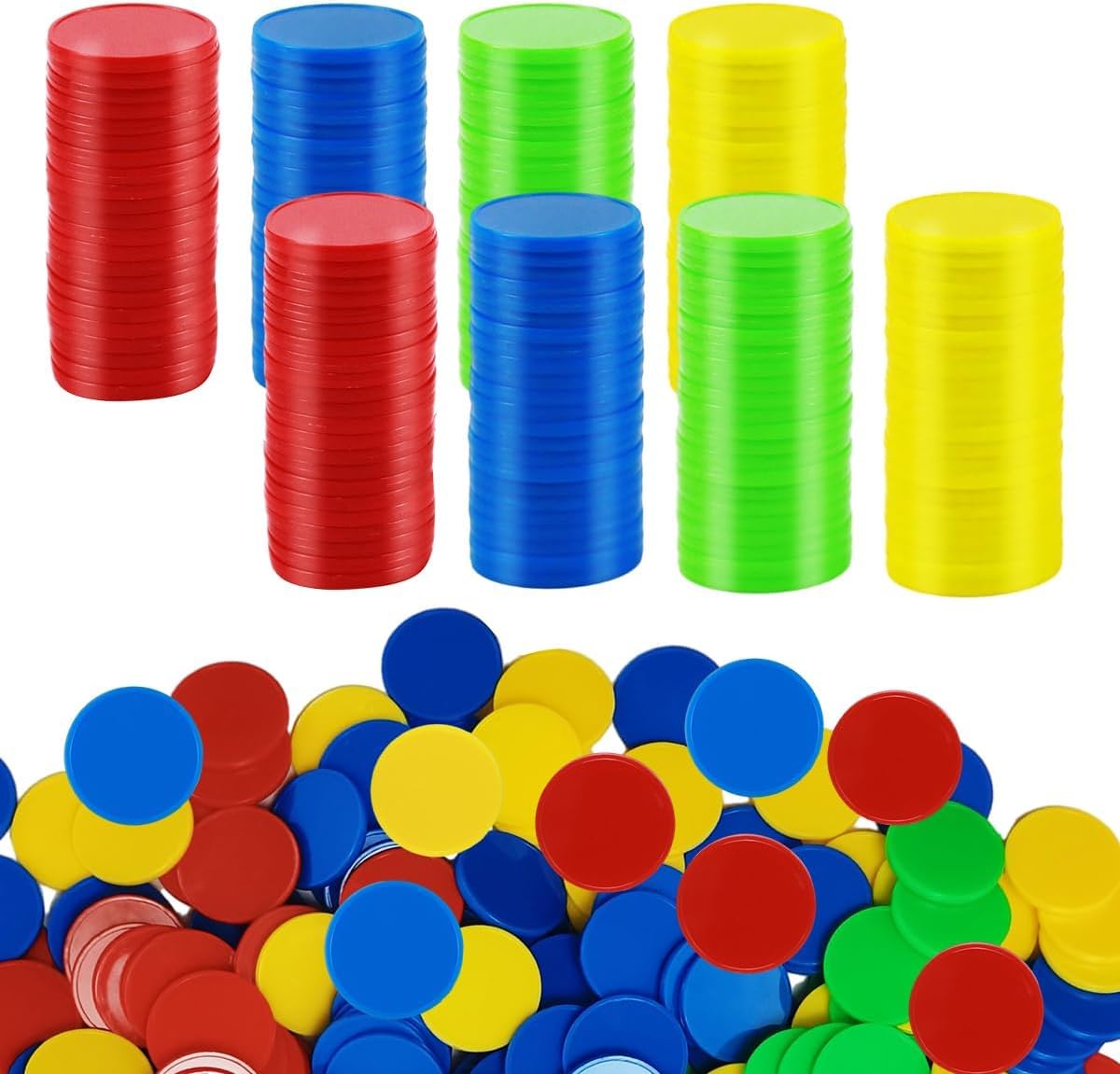 400 Fiches Poker, 4 Colori da 0,98Pollici Gettoni di Gioco in Plastica, Conta Le Patatine, Giochi di Carte Fiche, per Imparare Calcoli Matematici, Giochi di Bingo, Ricompensa Chip da Gioco