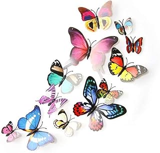 ستيكر لاصق للحائط ملون ثلاثي الأبعاد على شكل فراشة مكون من 12 قطعة لتزيين المنزل