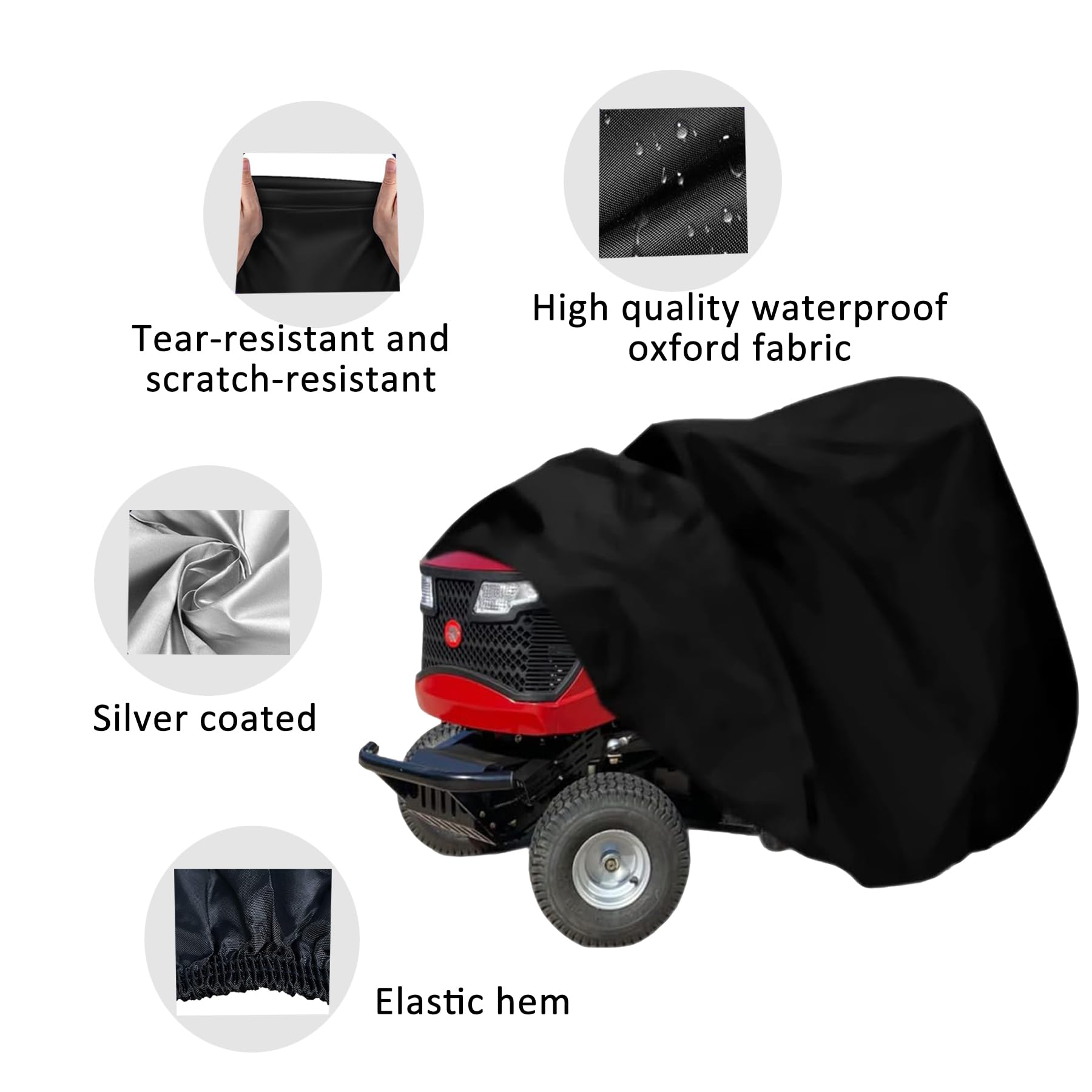 Lawn Tractor Cover, Ride Lawn Mower Cover, Garden Ride-On Tractor Cover, Lawn Mower Waterproof Protective Cover, windproof - Image 4