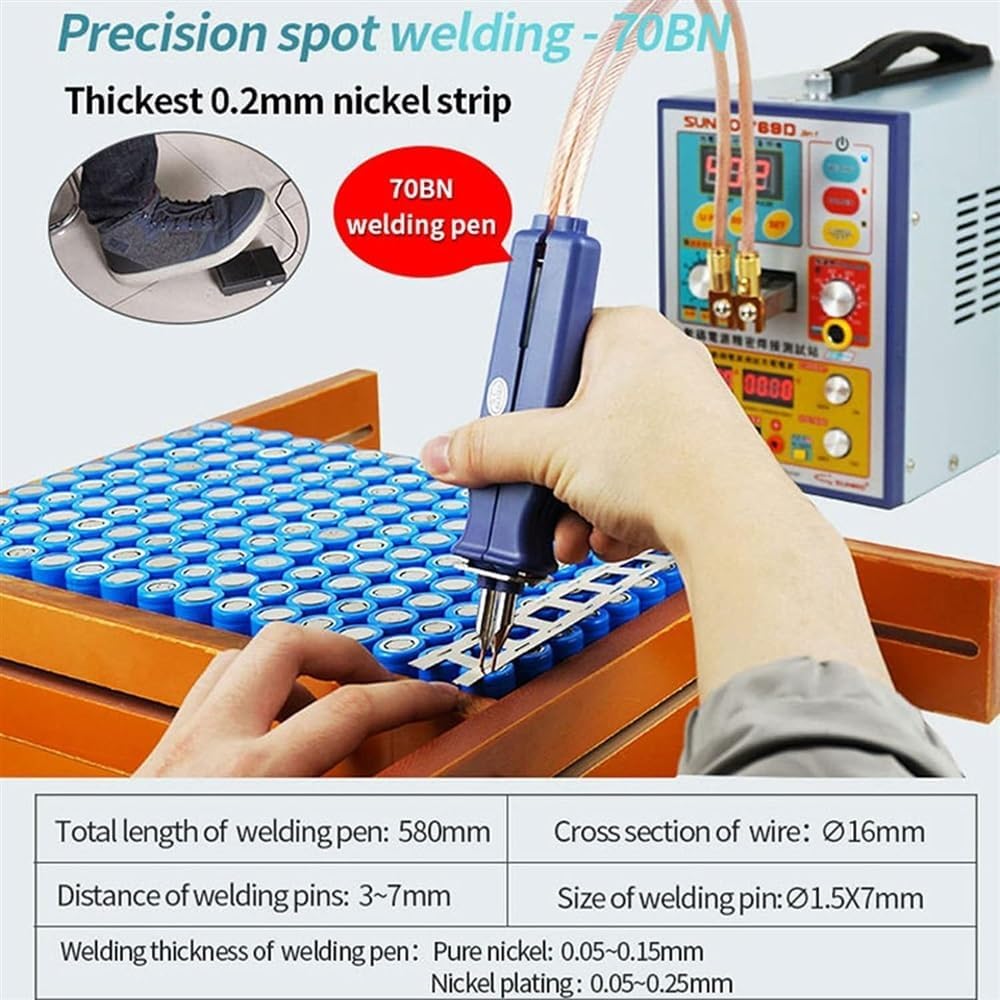 Battery Spot Welder with Complete Accessory Set, Foot Pedal Control Portable Welding Machine 18650 Lithium Battery Assembly-Soldering-Battery-Charging Test All-in-One Device