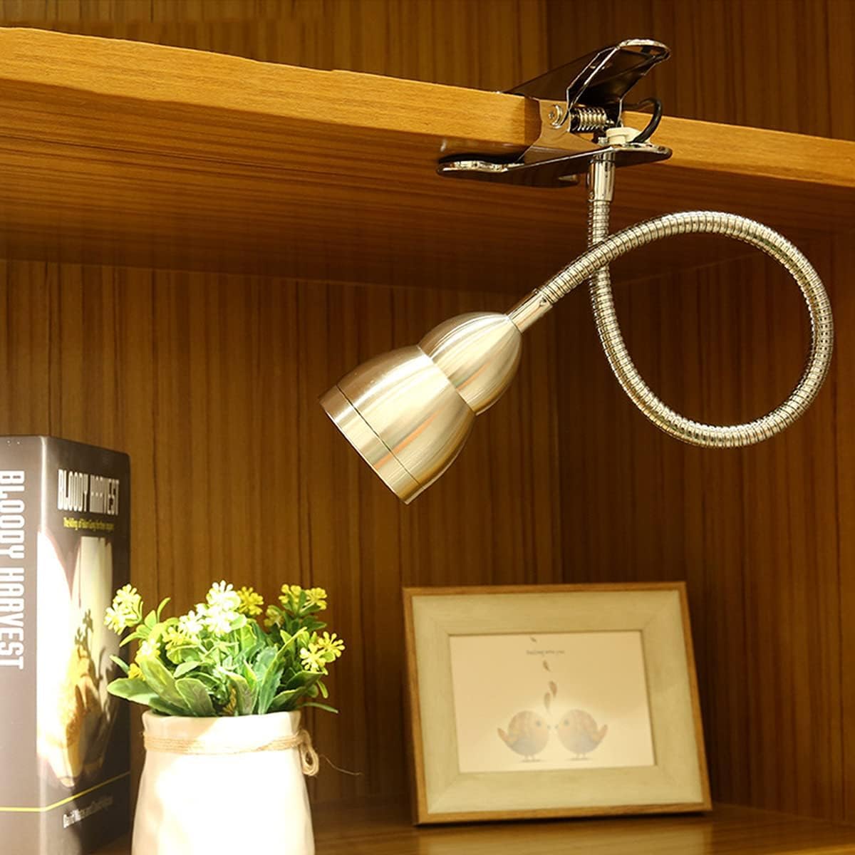 4000k Lampade Clip Light - Lampada da Lettura Flessibile A Clip A 360° per Libri, Protezione per Gli Occhi con Lampada da Lettura A LED da 5 W, Luce Neutra - Collo D'Oca Regolabile