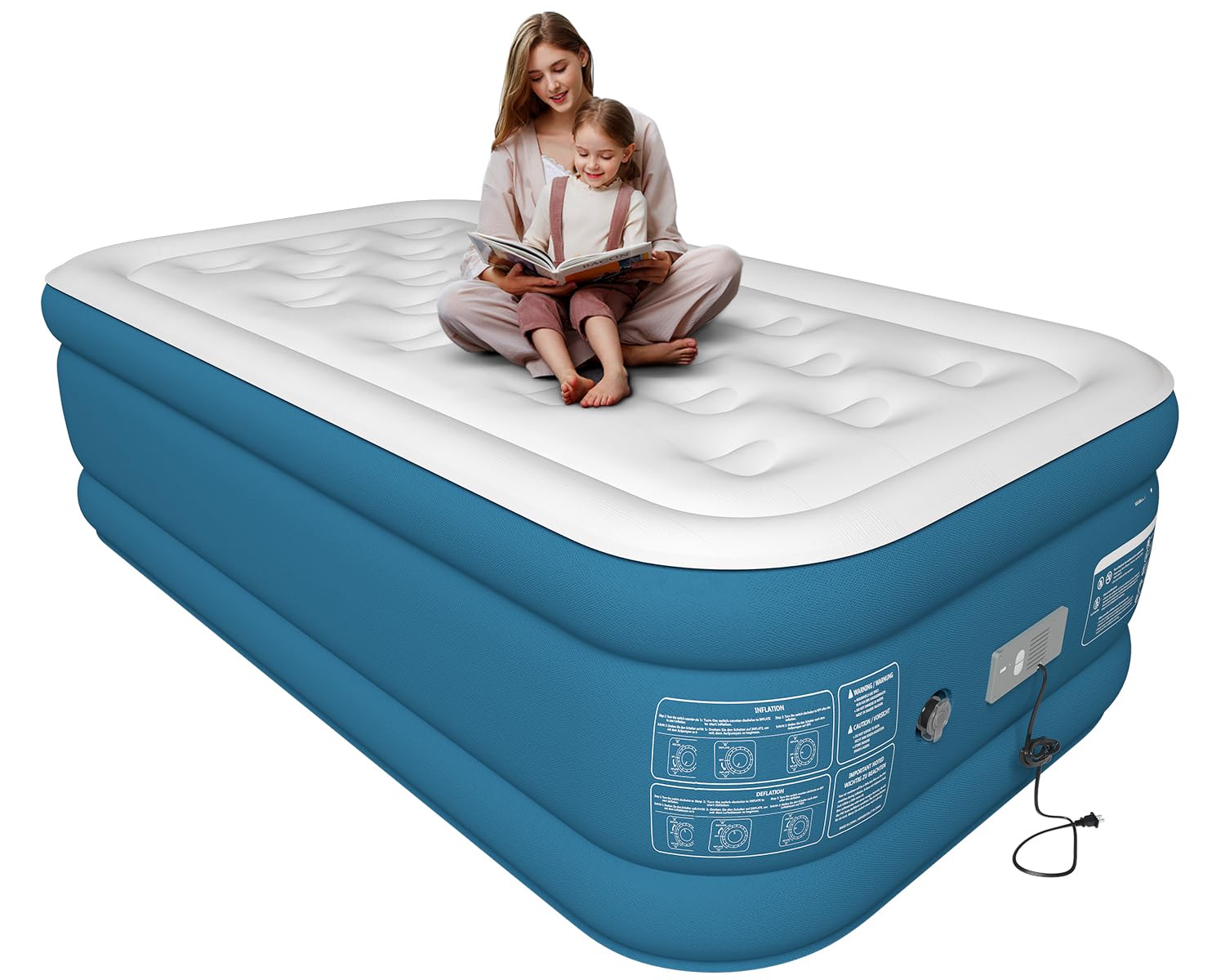 Xsleep Twin Air Mattress with Built in Pump Upgraded Auto Stop Electric Air Pump Luxurious Comfort Twin Blow Up Mattress for Home and Guests 80