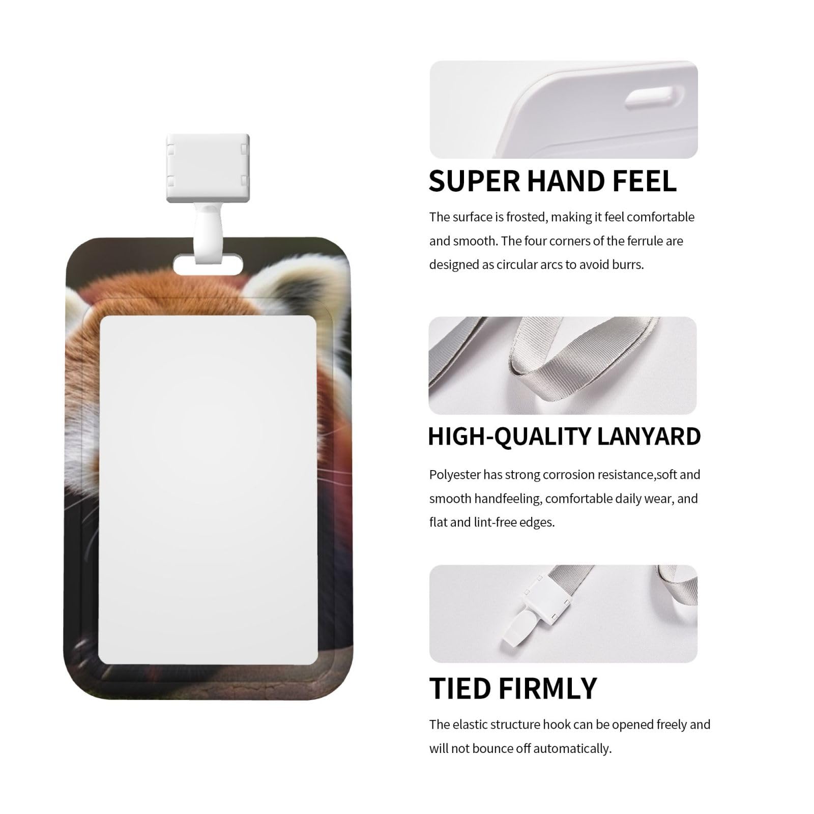 Grappige Panda ID Badge Houder met Lanyard Plastic ID Card Protector Naam Tag Badge Houder met Clear Window ID-kaart Naam Badge Houder voor Verpleegster Arts Kantoorbenodigdheden