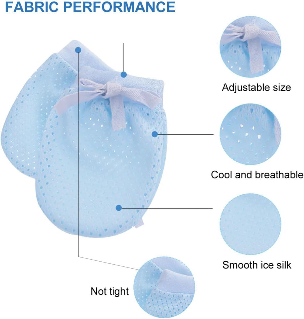6pcs Baby Anti Scratching Gloves for Newborn Infants Blue