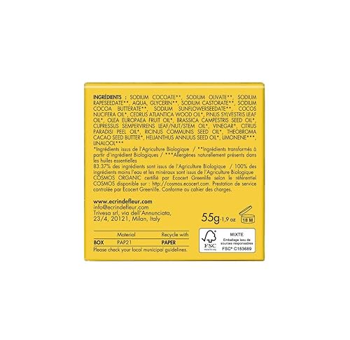 Miniatura 2 de ÉCRIN DE FLEUR - Barra de jabón sólido de vinagre de sidra de manzana francesa, infundida con aceite esencial de cedro, sin sulfatos ni parabenos,