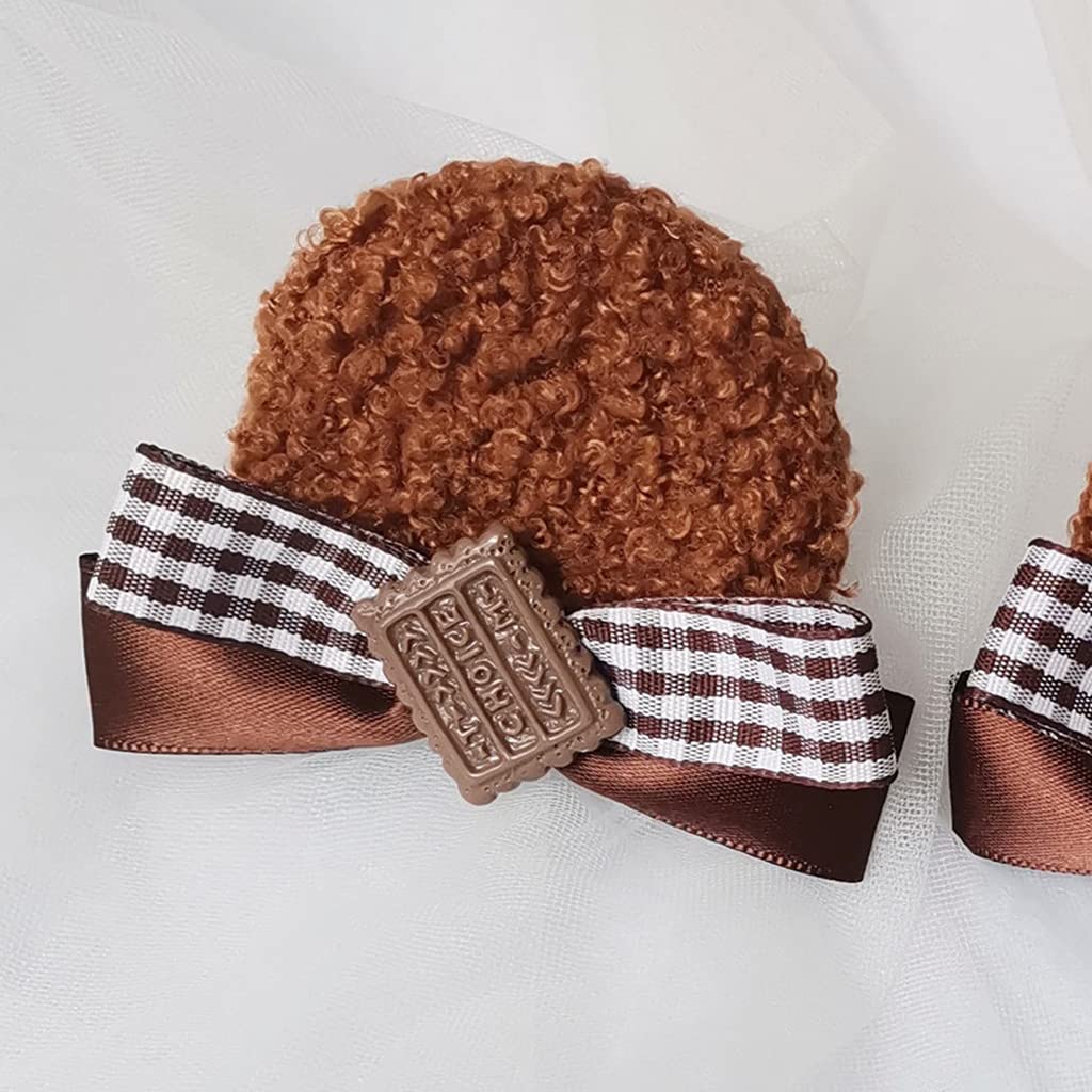 1 Pair Handmade Faux Round Bear Ears Hair Clip Sweet Bowknot Animal Hairpins Anime Cosplay Barrettes