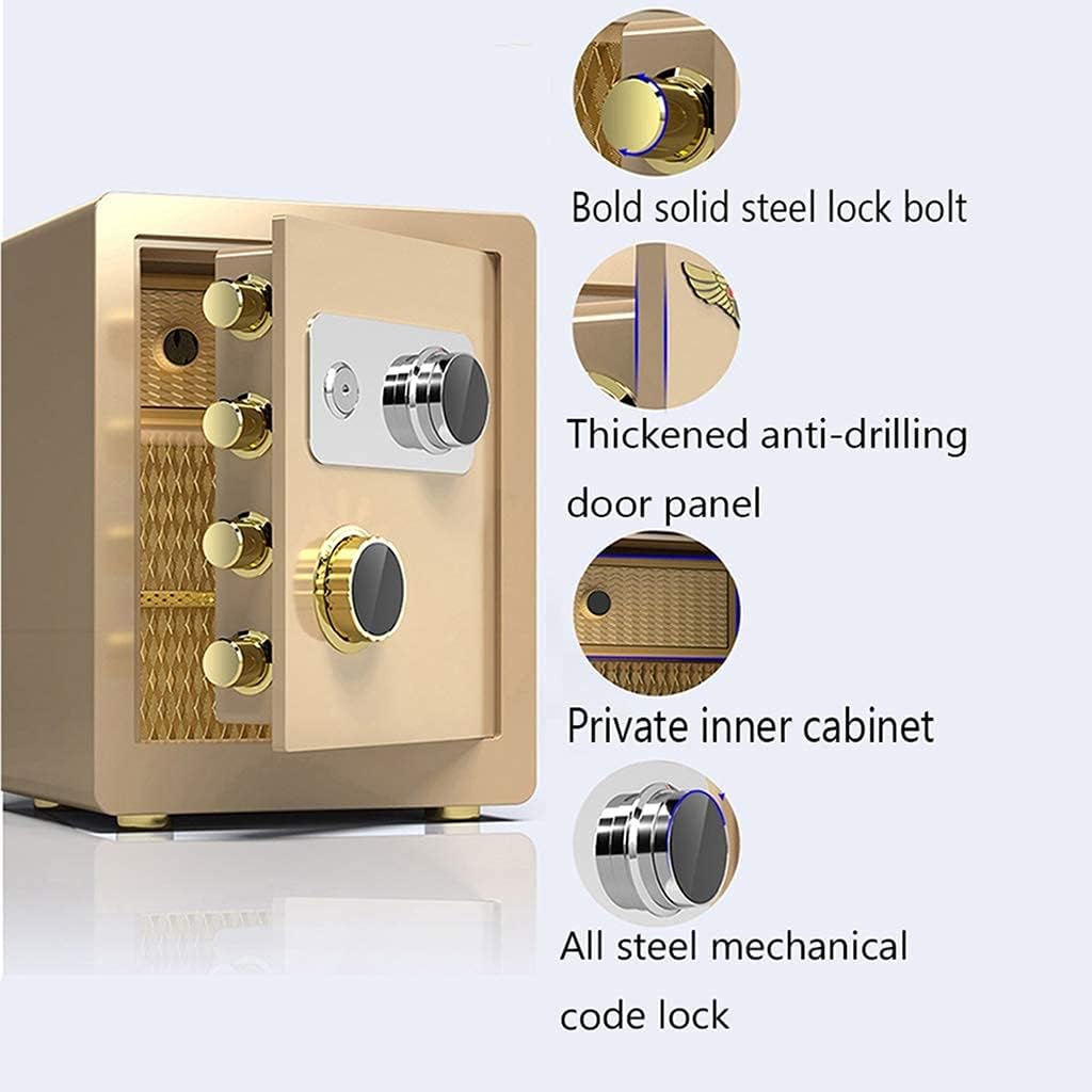 MXCERH s Fireproof and Anti-Theft Household Small Mechanical Thickened Steel Cabinet Hotel File Storage Cabinet Gold(30x38x30cm)