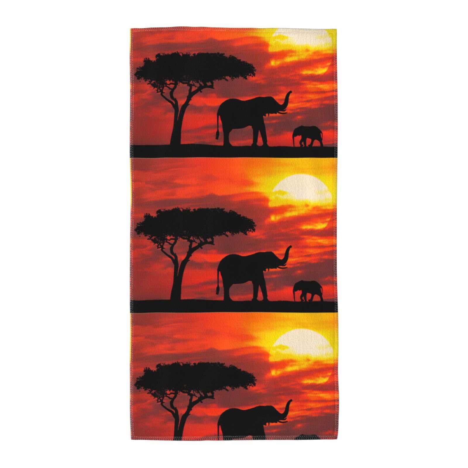 WYCZHY Elephant Sunset Printed Quick Dry Beach Towel For Camping Travel Vacation