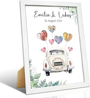Luckeey Geldgeschenk Hochzeit, Personalisierte Hochzeitsgeschenke für Brautpaar, Geldgeschenke Verpackung Bilderrahmen Hochzeit mit Stiften auf Ölbasis, Just Married Geschenke