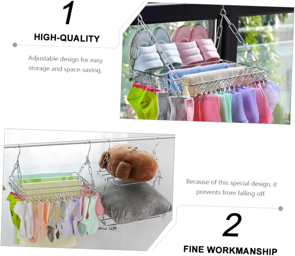 Windproof Stainless Steel Clothes Drying Rack Multifunctional Pants and Underwear Hanger for Balcony Home Use Compact Design Prevents Falling Off